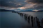 Dusk over The Last Hope Sound, Puerto Natales, Patagonia, Chile, South America