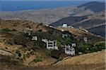 Overview of valley with historic pigeon houses (1200-1560) from Venetian period, Tinos, Cyclades Islands, Greece