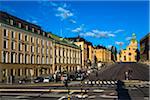 Street scene with view of the Stockholm Cathedral (Church of St Nicholas, Storkyrkan (The Great Church) in Gamla Stan (Old Town) Stockholm, Sweden