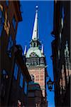 Close-up of clock tower of the German Church (Tyska Kyrkan), Gamla Stan (Old Town), Stockholm, Sweden