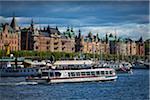 Ferry on waterway, Ostermalm, Stockholm, Sweden