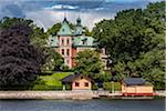 Building and boathouse, waterfront, Stockholm, Sweden