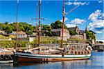 Ships in Oslo Harbour with Akershus Fortress, Oslo, Norway