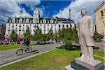 Statue and Bike Path by Grand Hotel, Karl Johans Gate, Oslo, Norway