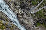 Waterfall and Hairpin Turn on Trollstigen, More og Romsdal, Norway