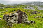 Stone Houses with Sod Roofs along Gaularfjellet National Tourist Route between Balestrand and Moskog, Sogn og Fjordane, Norway