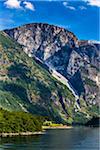 Church on Shore of Naeroyfjord, Sognefjord, Aurland, Sogn og Fjordane, Norway