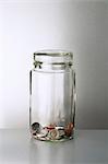 Glass change jar on counter