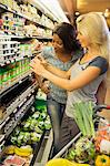 Women shopping together in grocery store