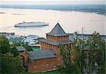 Evening autumn cruise on Volga river in Nizhny Novgorod Russia