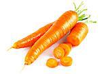 Fresh carrot in section. Isolated on white background