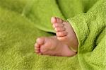 Close-up of Newborn Baby feet under blanket