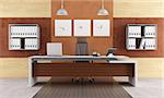 Elegant modern office with executive desk - rendering