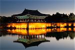 Old korean palace, anapji pond, at dawn. Gyeongju, South Korea