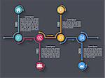 Horizontal timeline infographics design template with four elements, vector eps10 illustration