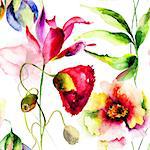 Floral seamless pattern, watercolor illustration