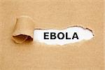 The word Ebola appearing behind torn brown paper.