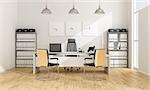 Black and white contemporary office - 3D Rendering