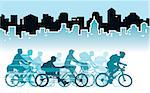 Group of cyclist in the city, sport illustration.