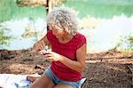 Woman by the Blue Pool, Wareham, Dorset, United Kingdom