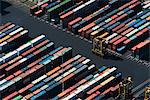 Aerial view of angled cargo containers, Port Melbourne, Melbourne, Victoria, Australia
