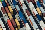 Aerial view of stacked cargo containers, Port Melbourne, Melbourne, Victoria, Australia