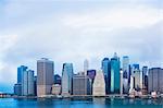 View of East river and Lower Manhattan skyline, New York, USA