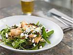 Pulled Chicken and Feta Salad with Mixed Greens and Beer, Studio Shot