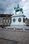 King Frederick V on horseback statue in the grounds of the Royal Castle (Amalienborg), Copenhagen, Denmark, Scandinavia, Europe