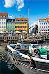 Fishing boats in Nyhavn, 17th century waterfront, Copenhagen, Denmark, Scandinavia, Europe