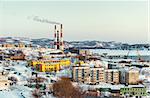 Petropavlovsk-Kamchatsky cityscape, power plant ans seaport. Kamchatka, Russia