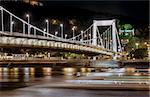 Night view of Elisabeth Bridge (Erzsebet hid).  Budapest, Hungary