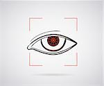 Eye identification icon with red laser frame