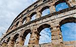 Ancient Roman Amphitheater in Pula. Croatia. It was constructed in 27 BC - 68 AD and is among six largest surviving Roman arenas in the World. Pula Arena is best preserved ancient monument in Croatia.