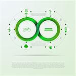 Green infinity sign with ecology silhouette signs around. Vector infographic with Mobius ribbon and place for your text.