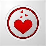 Single vector circle icon with framed red heart on gray.
