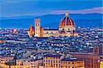 Image of Florence, Italy during twilight blue hour.