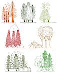 A set of tree silhouettes , for architectural or landscape design