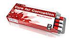 Cure for Corruption - Orange Open Blister Pack Tablets Isolated on White.