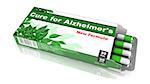 Cure for Alzheimers - Green Open Blister Pack Tablets Isolated on White.