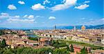 Florence panoramic view with Cathedral Santa Maria del Fiore, Pallazo Vecchio and Ponte Vecchio, Italy