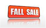 text fall sale in 3d orange banner, marketing concept