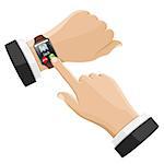Smart Watch with Call on Screen. Vector isolated on white background.