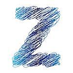 colorful illustration with sketched letter Z on  a white background