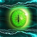 Abstract scary 3d eyeball of a monster, Halloween background.