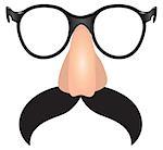 Large mustache with plastic nose and glasses. Vector illustration.