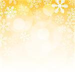 Abstract yellow christmas background with snowflakes