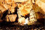 Beautiful cave with many stalagmites and stalactites inside