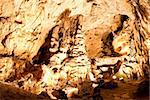 Beautiful cave with many stalagmites and stalactites inside