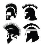illustration with silhouettes of helmet  on  a white background